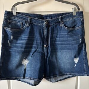 Dear John Distressed mid-rise Blue Jean Shorts Size 16